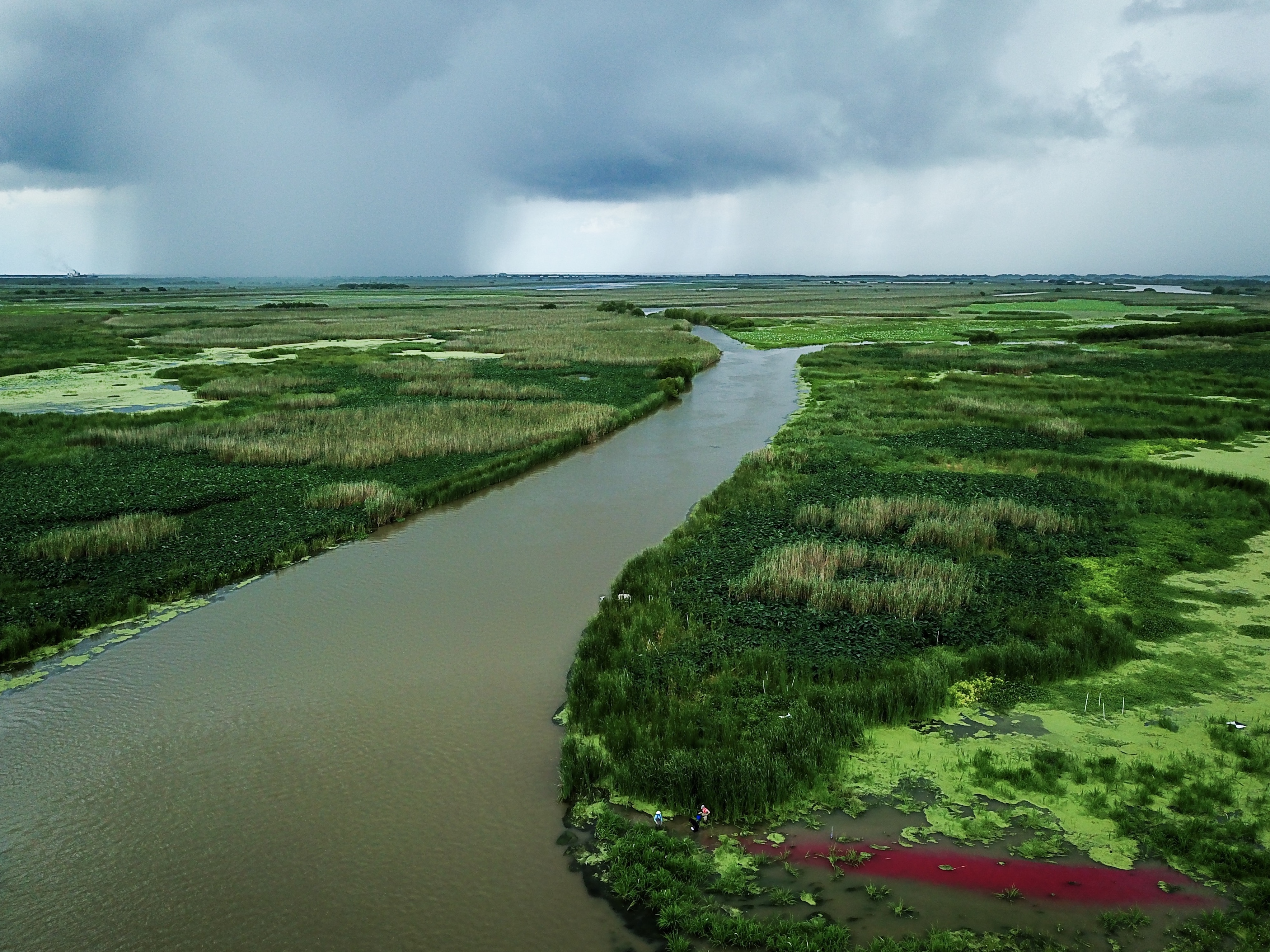 A storm approaching Cubit's Gap, south of Venice, Louisiana