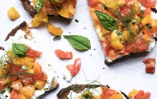 Heirloom tomatoes, ricotta and herbs on sourdough