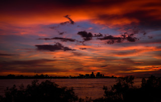 Sunset over New Orleans from Arabi, Louisiana