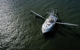 Shrimp trawler anchored near Grand Isle, Louisiana