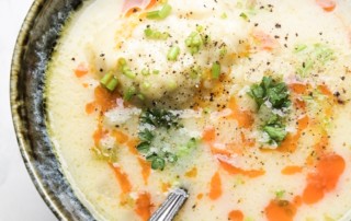 Hearty chicken and dumplings with Fresno chili Oil