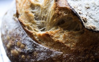 Freshly-baked country sourdough with rye