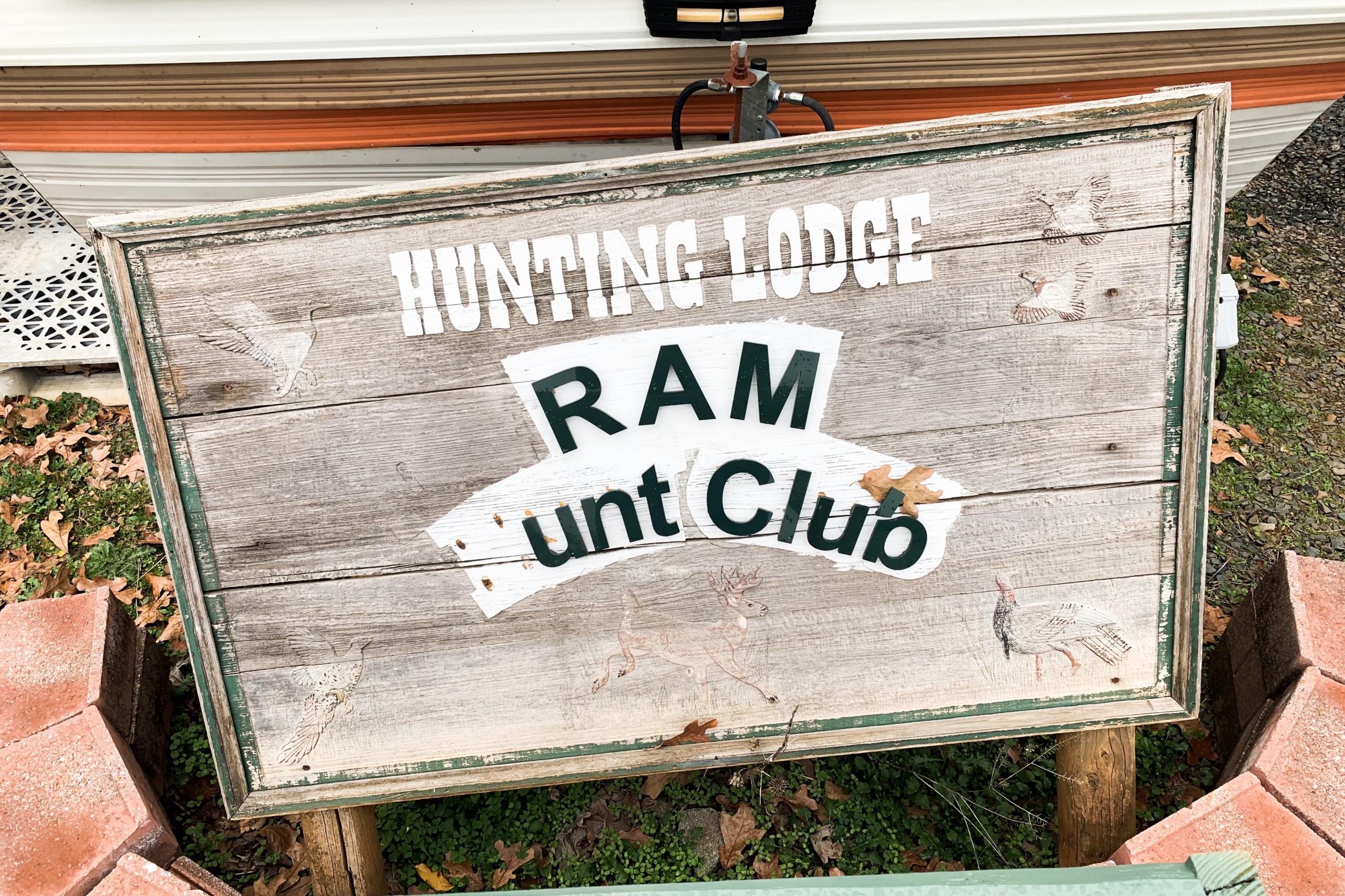 An old sign at the hunting club, which used to be called RAM