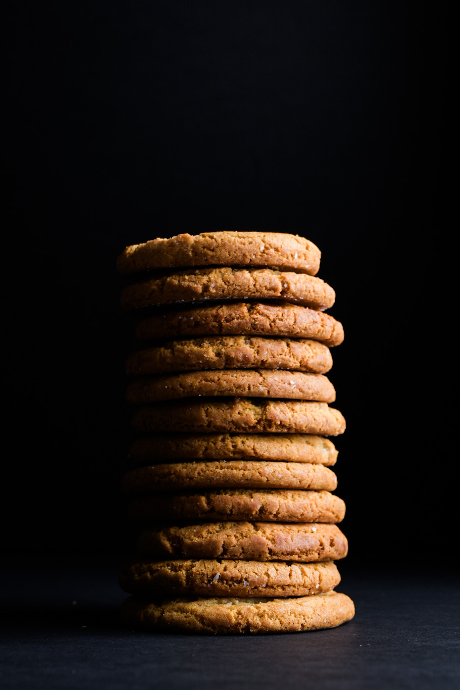 A stack of baked salted honey sugar cookies