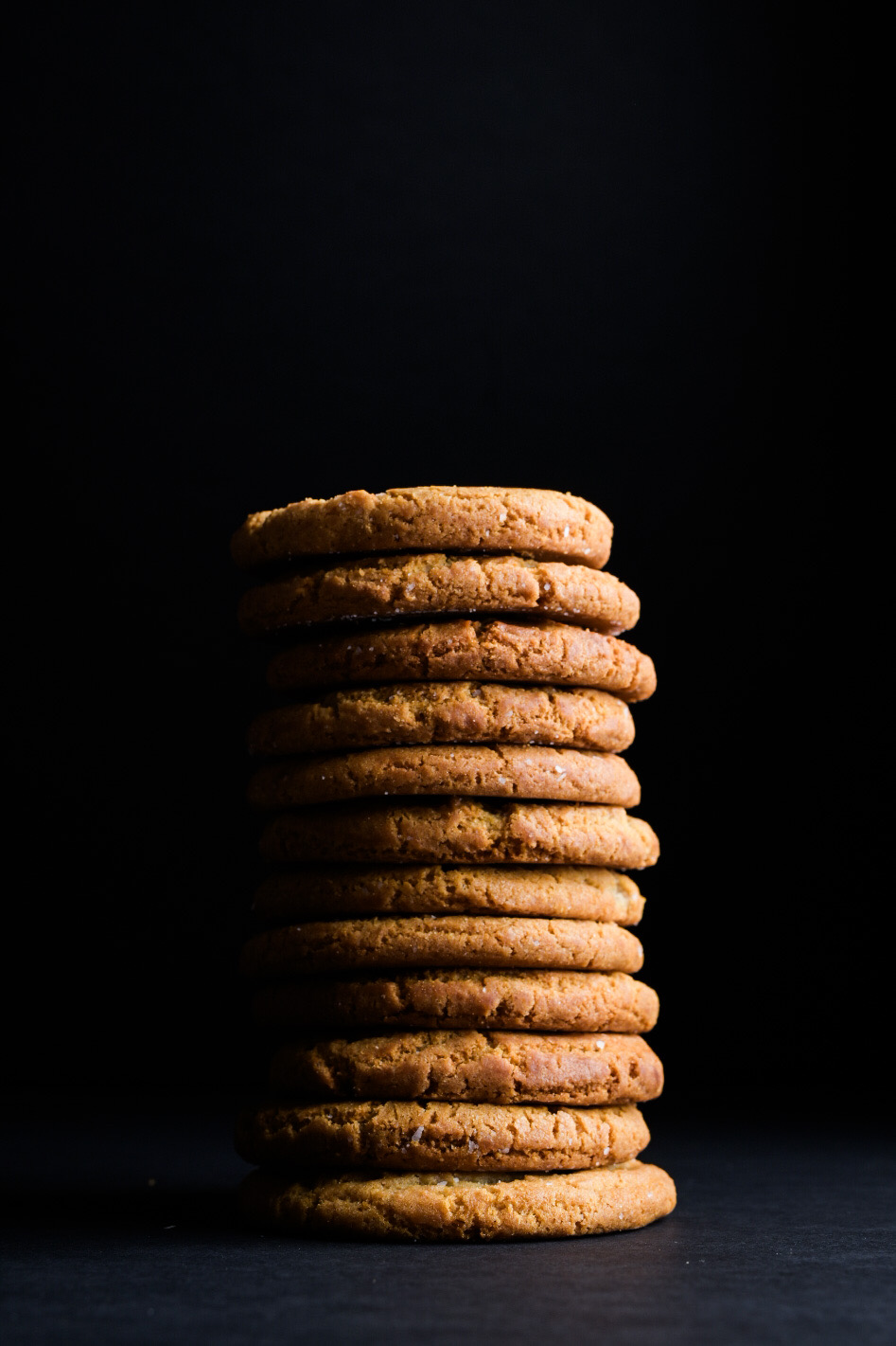 A stack of baked salted honey sugar cookies