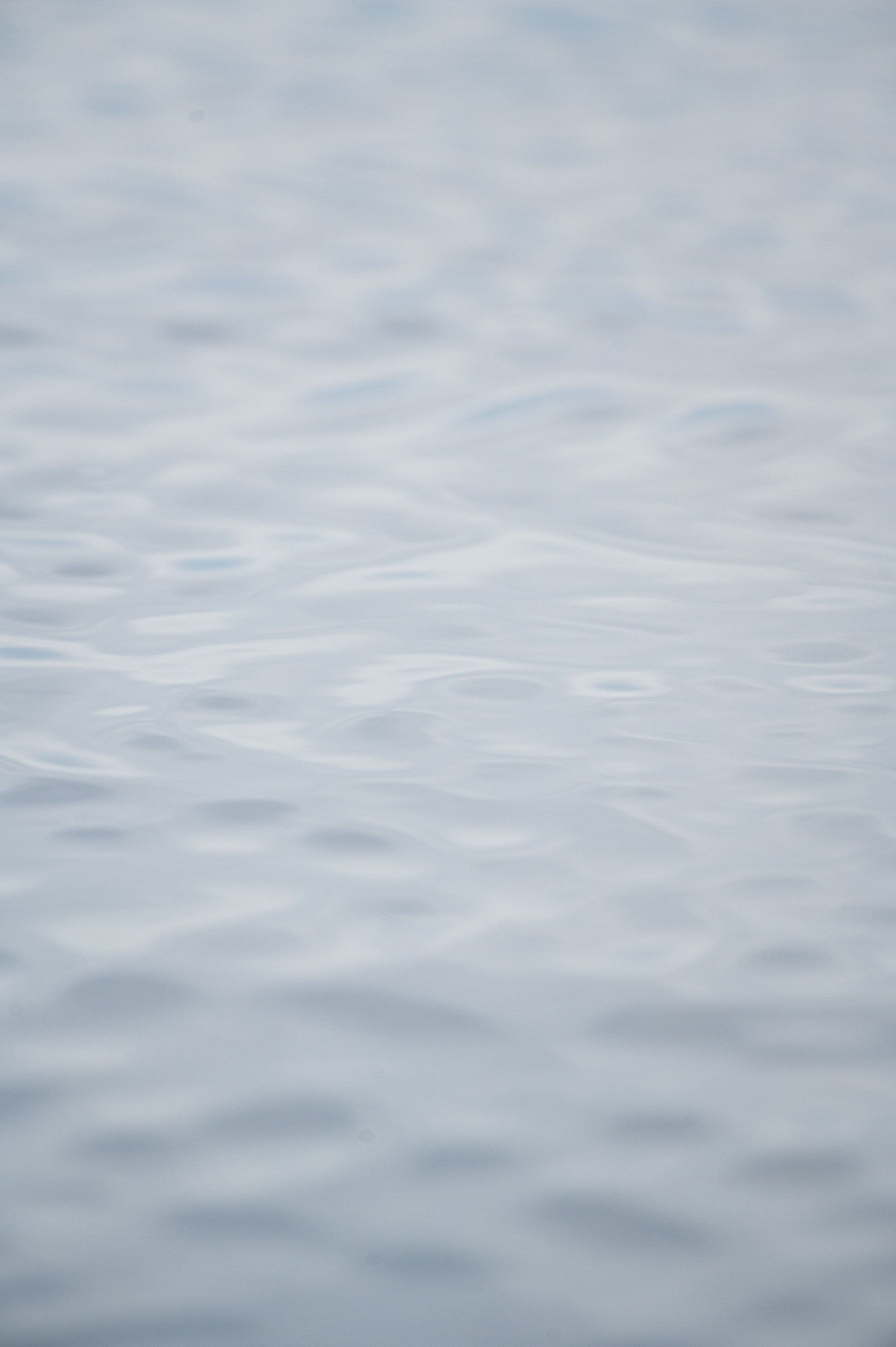Soft, rounder water ripples under a grey sky