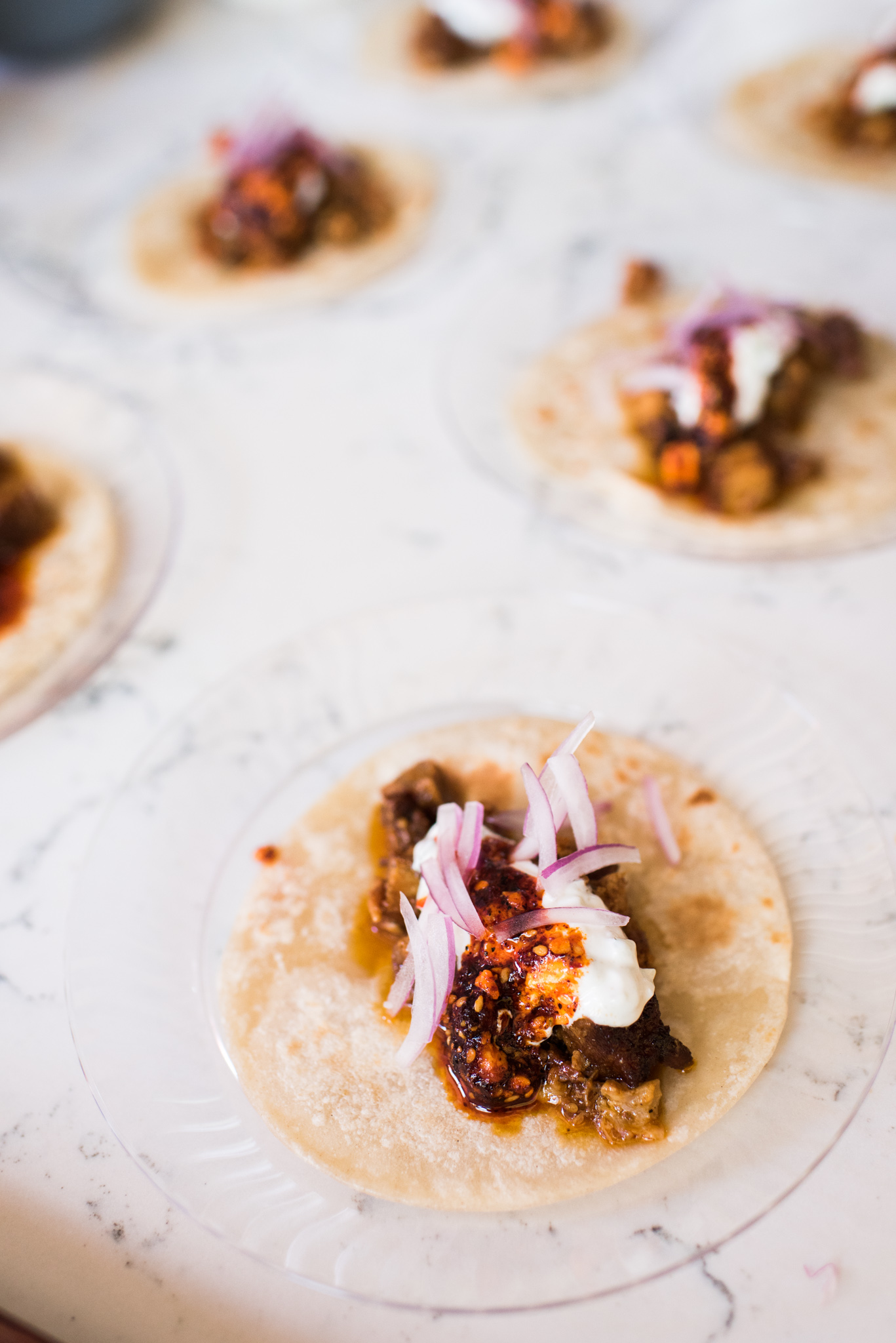 Detail of tacos prepared at served during the event