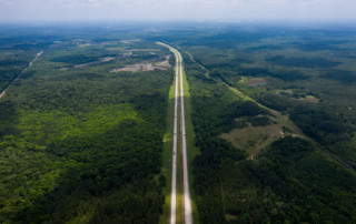 Aerial view of I-49 running through Natchitoches Parish, Louisiana