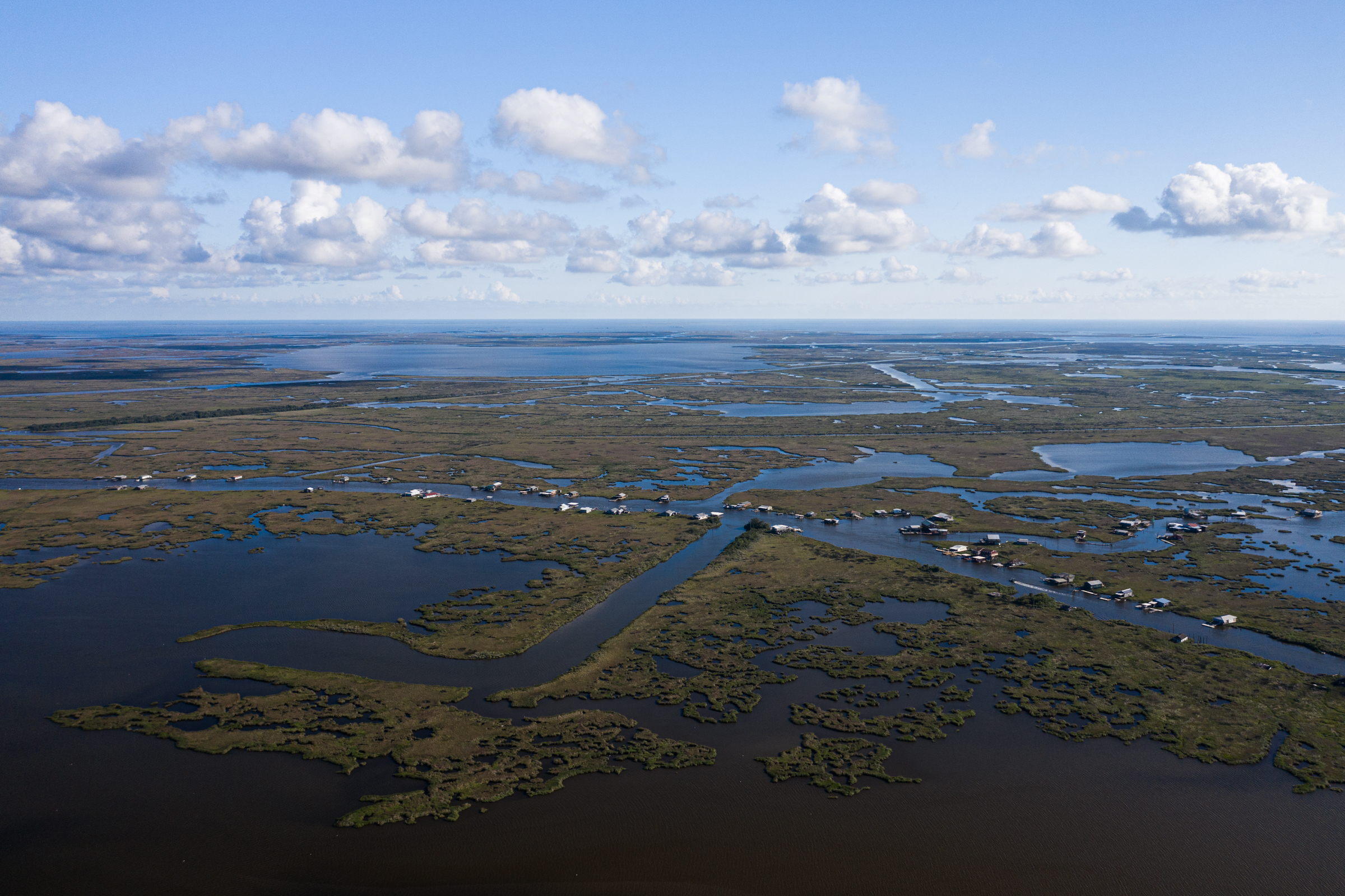 Marsh and canals surrounding Grand Bayou Road along HWY 23 in south Louisiana