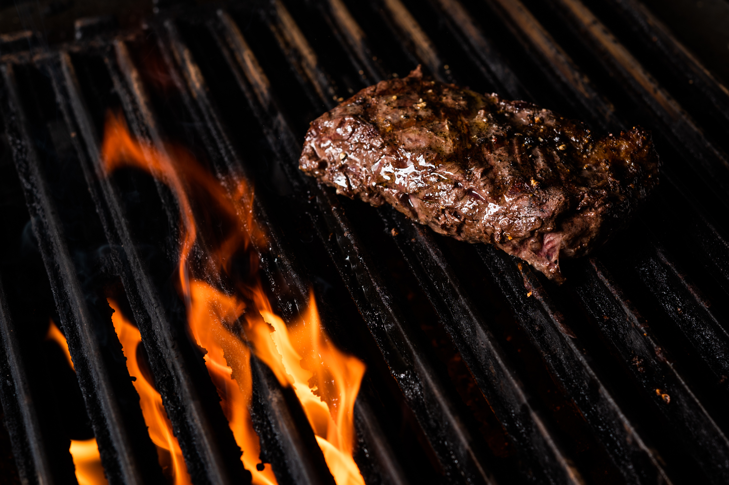 Hanger steak on the grill