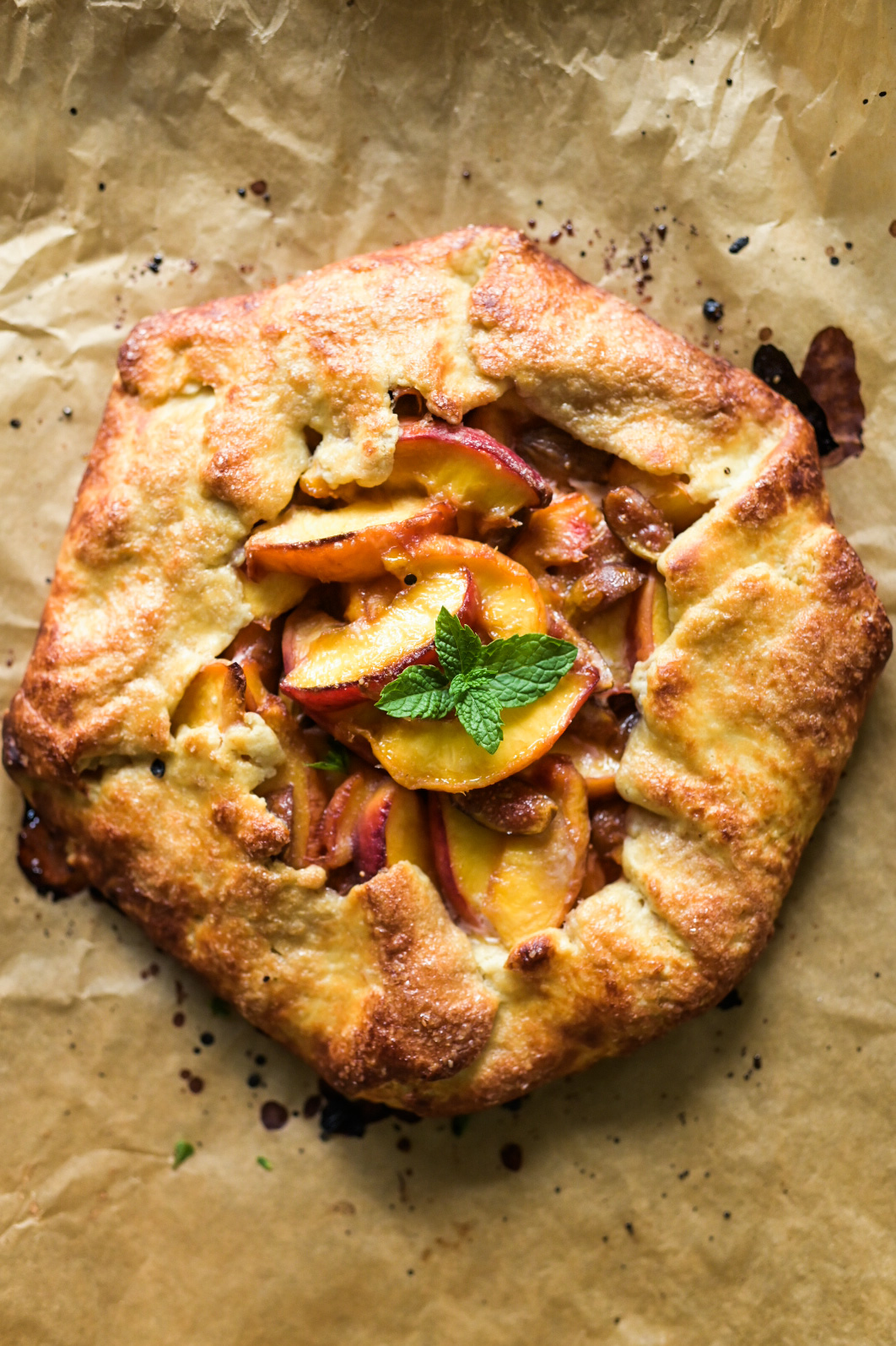 Summer galette with fresh peaches and figs