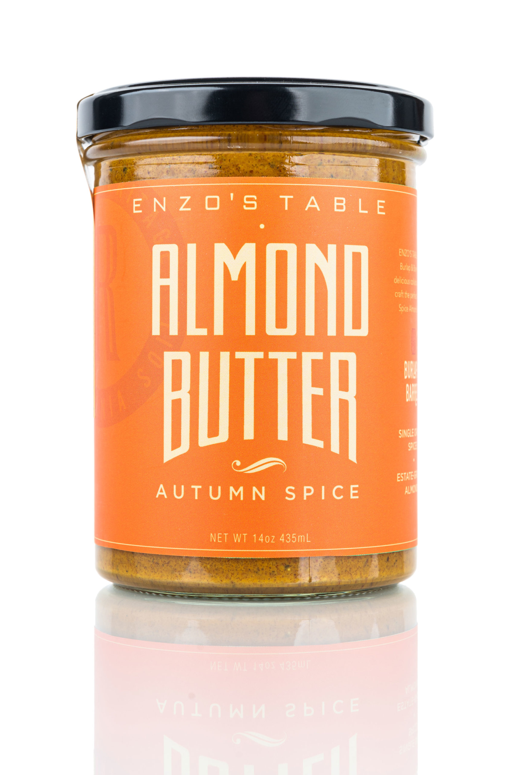 ENZO'S TABLE's new Autumn Spice Almond Butter in collaboration with Burlap & Barrel