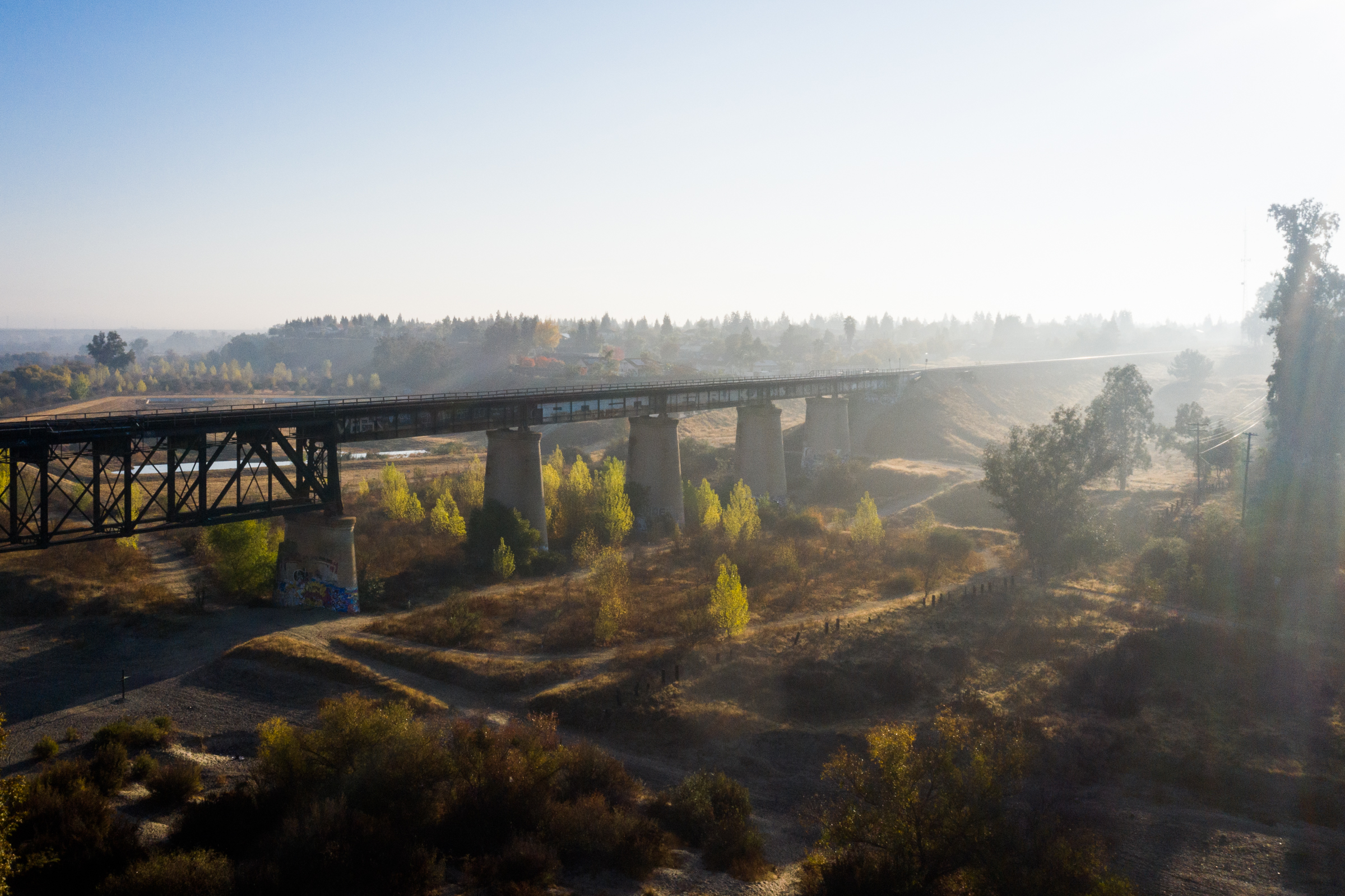 Morning fog lifts from the the San Joaquin River valley