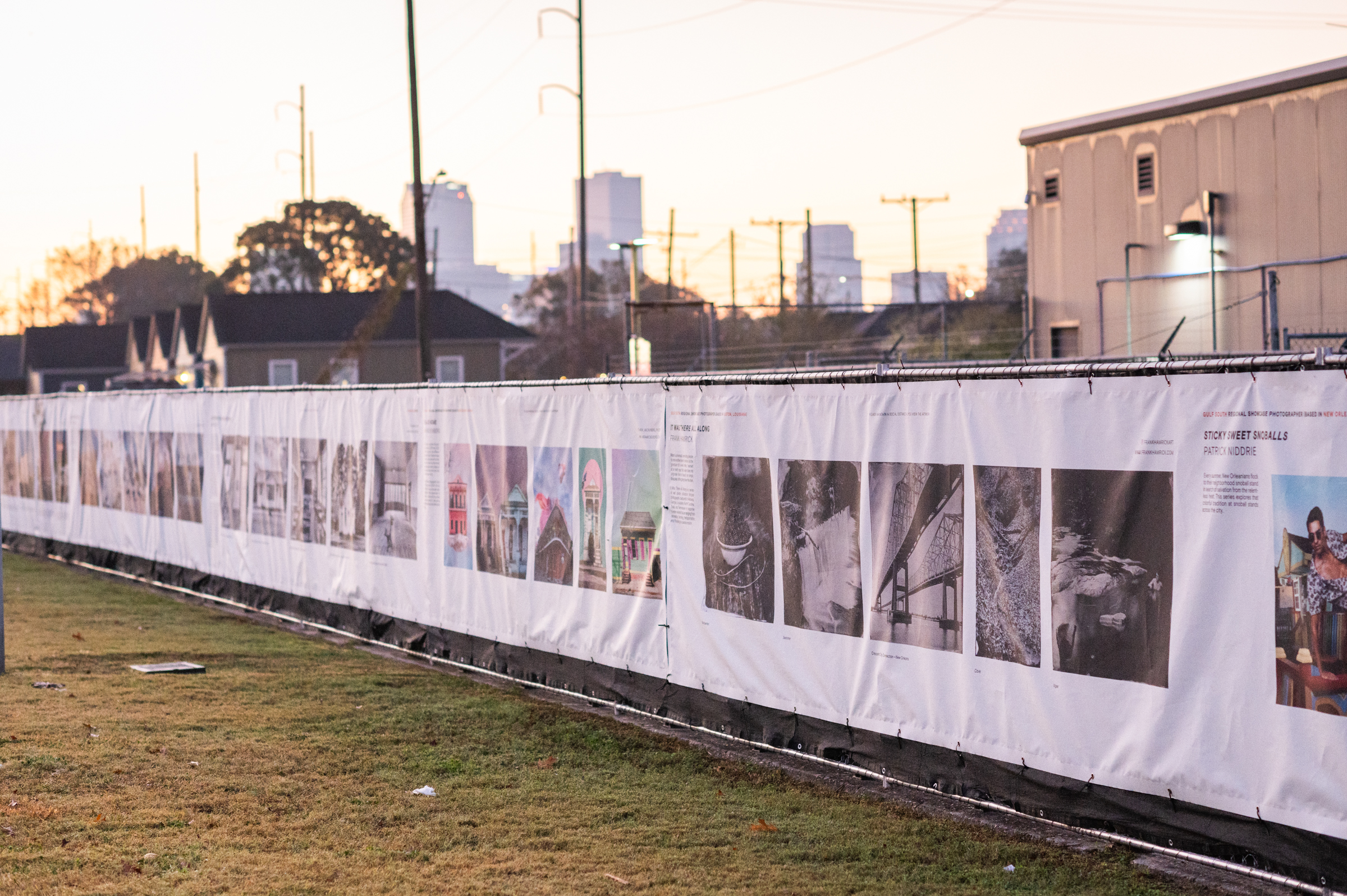 The outdoor banners display the works of 48 photographers from around the world
