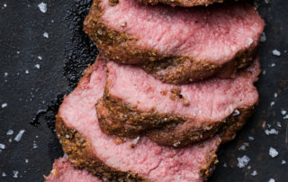 Smoked venison loin with mustard, cumin and black pepper