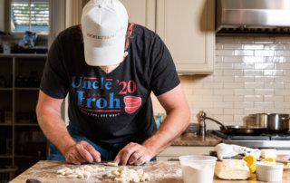 Jason Goodenough in his home kitchen, making cavatelli