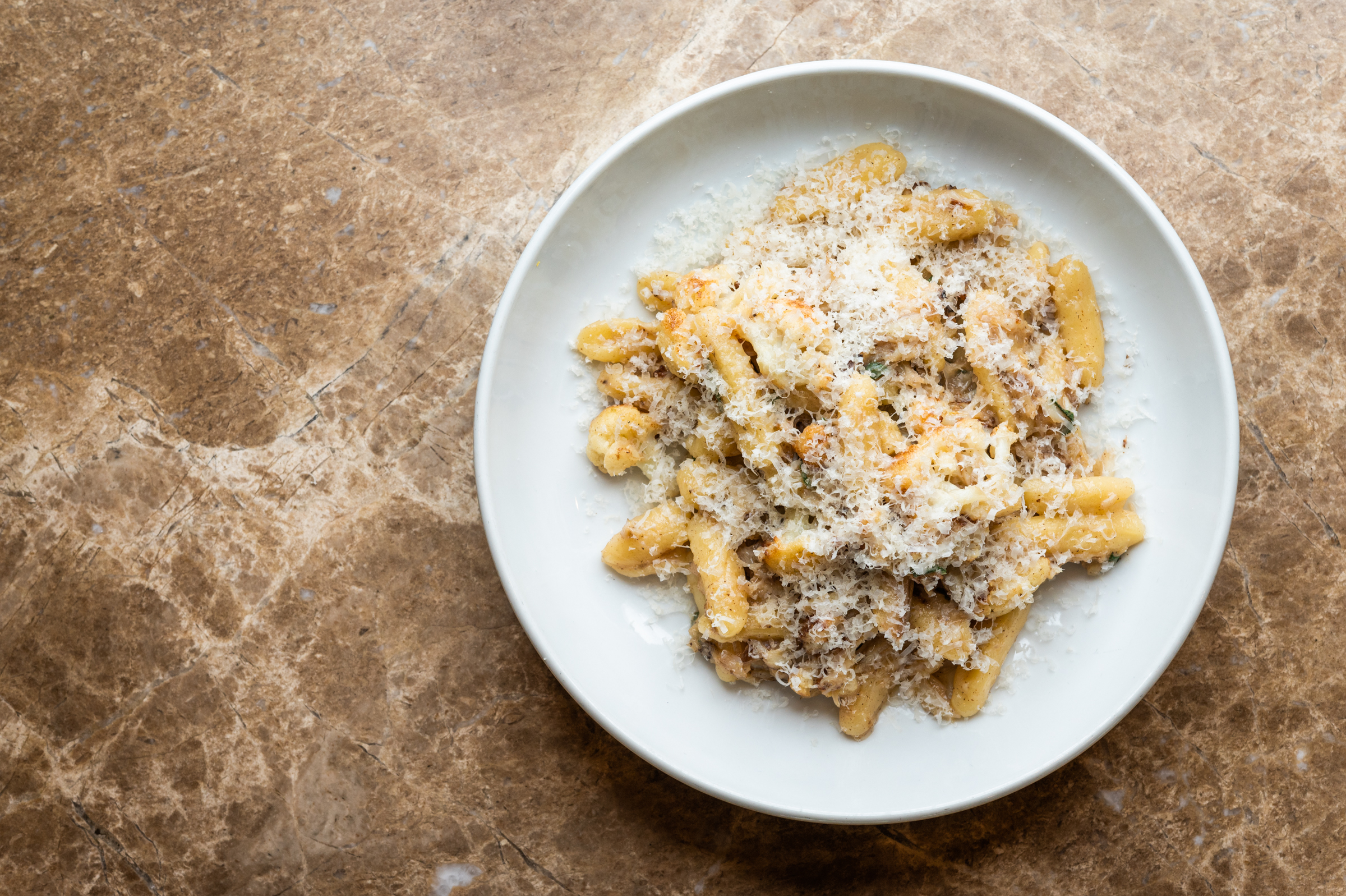 Creole cream cheese cavatelli with citrus brown butter cauliflower and lump crabmeat