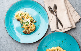 Cauliflower Steaks with Blue Cheese Butter and Chives