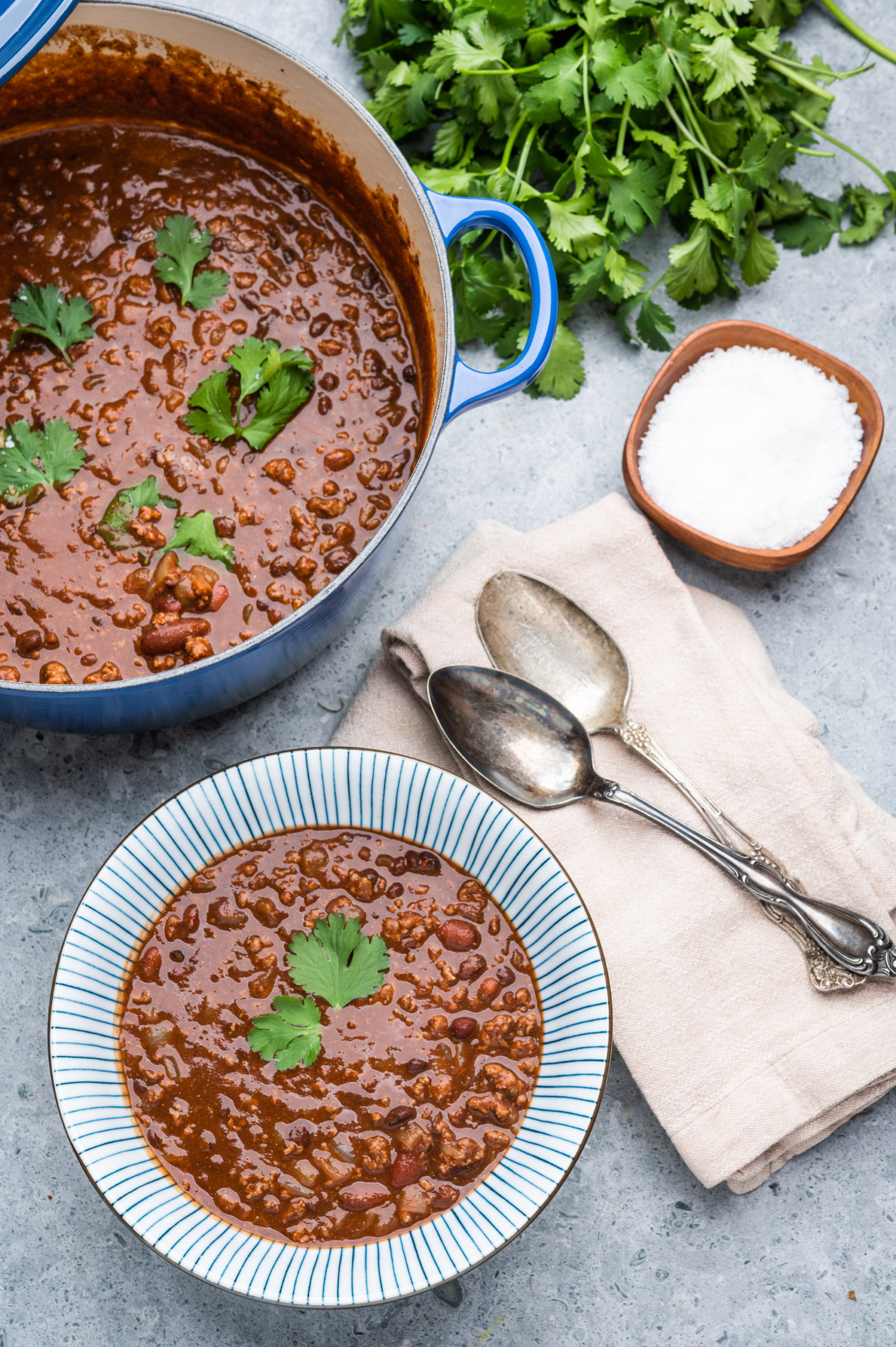 Beef chili with Blue Runner beans