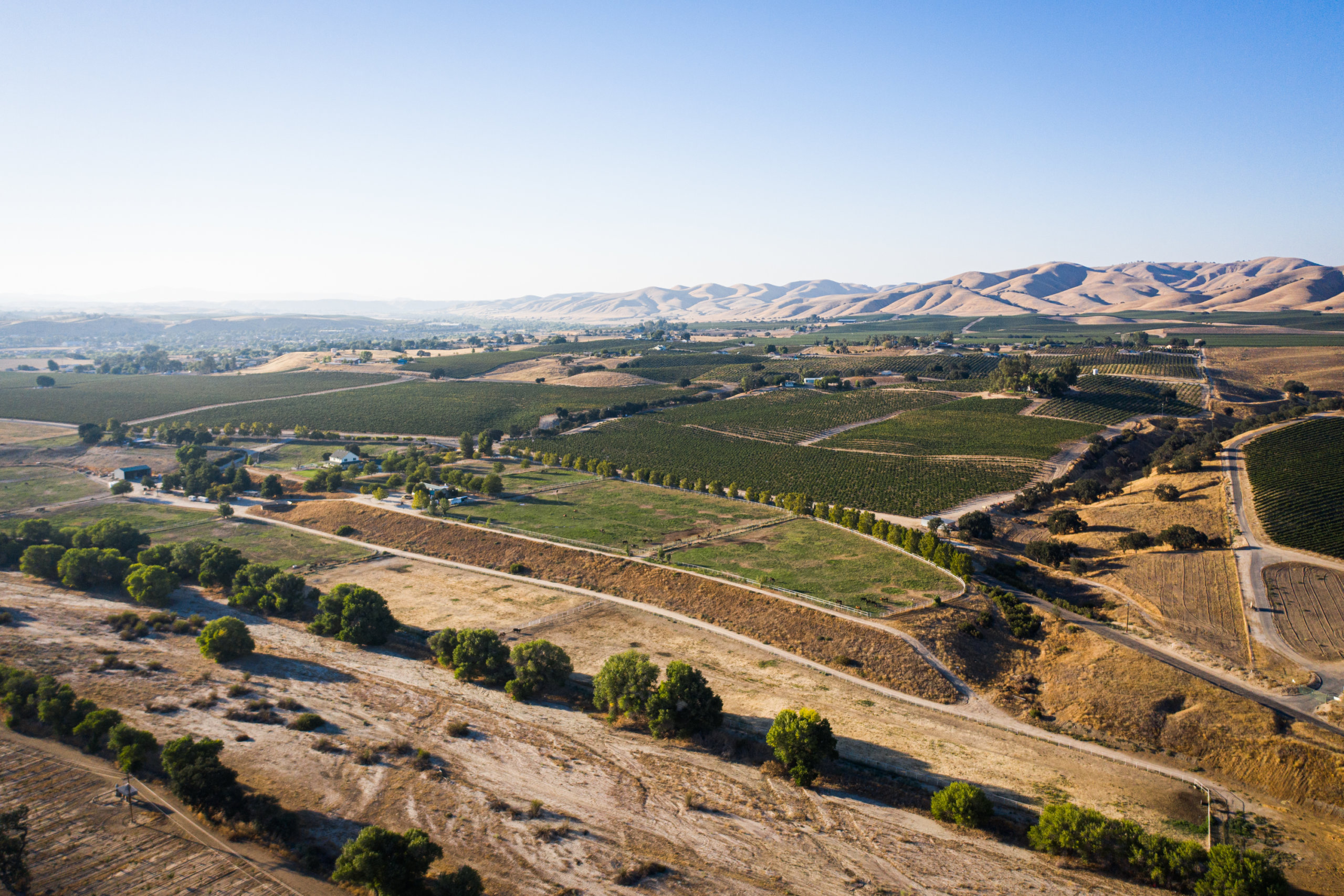 Aerial view of a valley in the foothills near Paso Robles