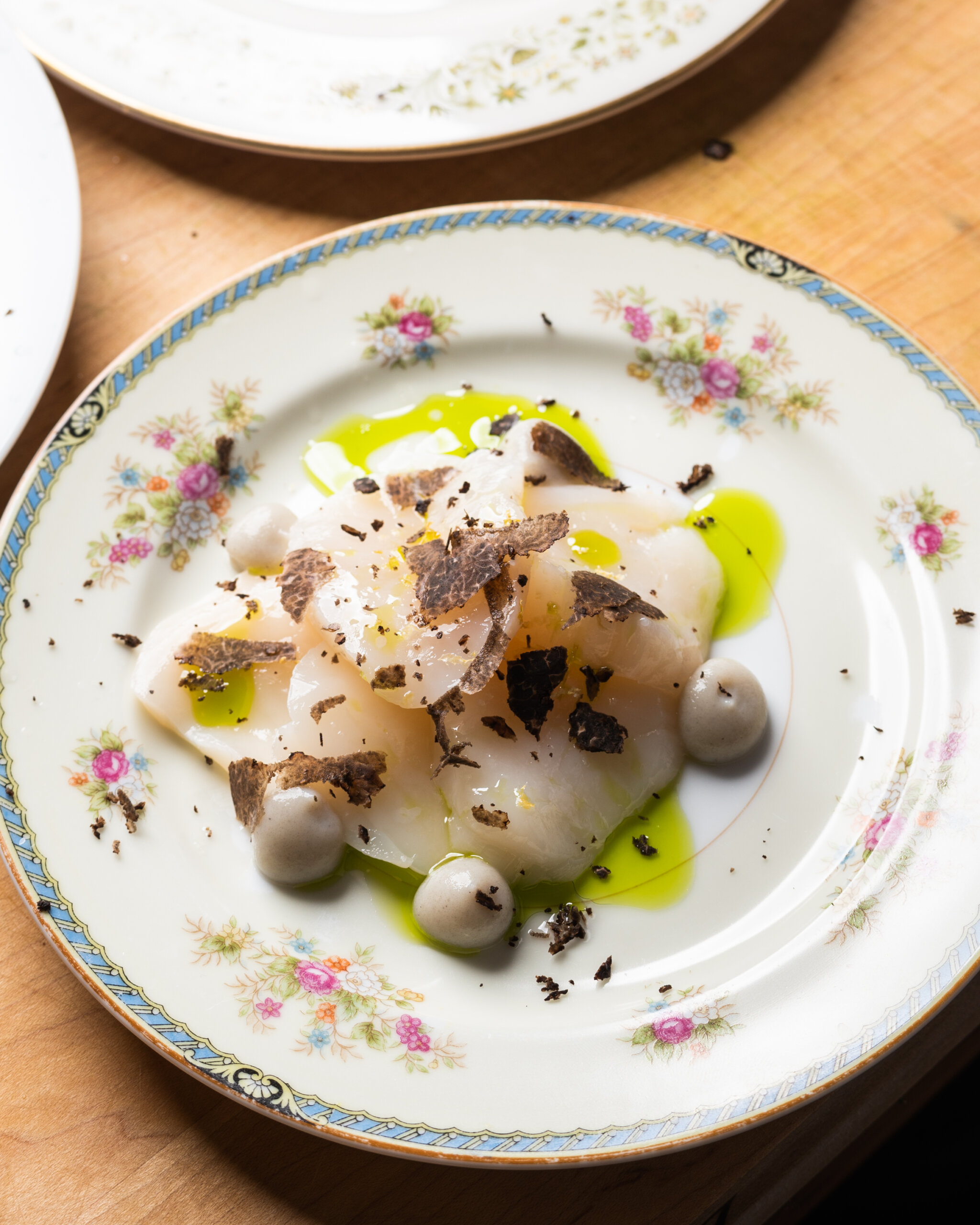 Scallop crudo with shaved truffles