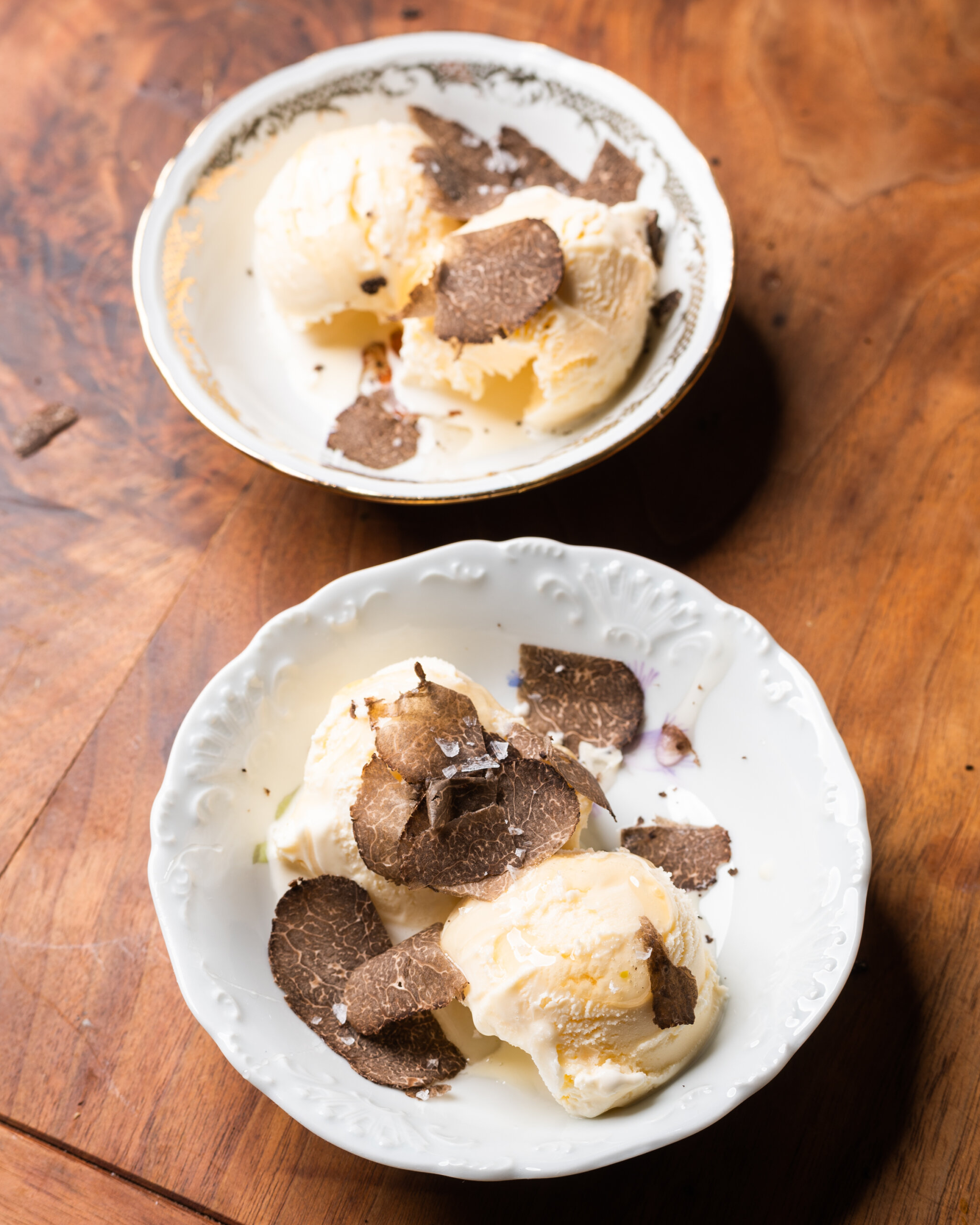 Vanilla ice cream with shaved truffles and a drizzle of local honey