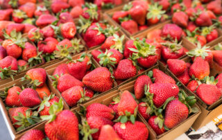 Strawberries for sale at the Felton Farmers Market