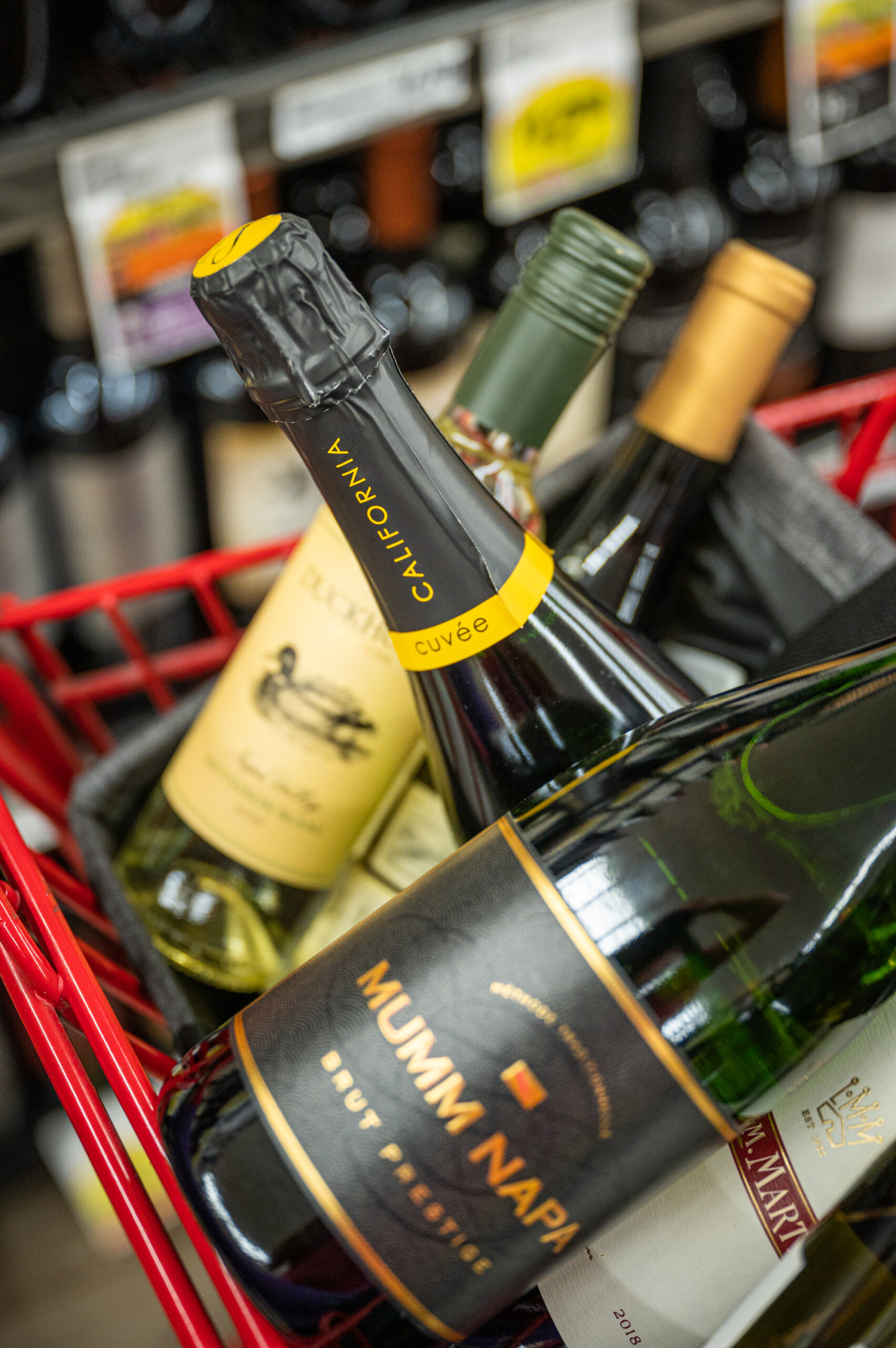 A grocery store selection of California wines