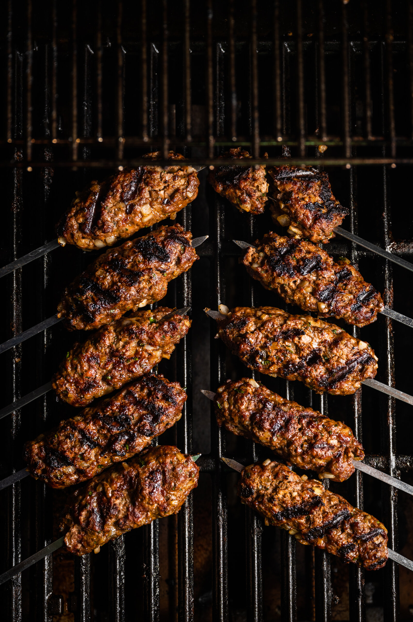 Lamb kebabs on the grill
