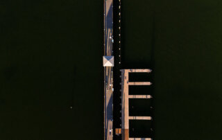Aerial image of a fishing pier on Anna Maria Island, Florida