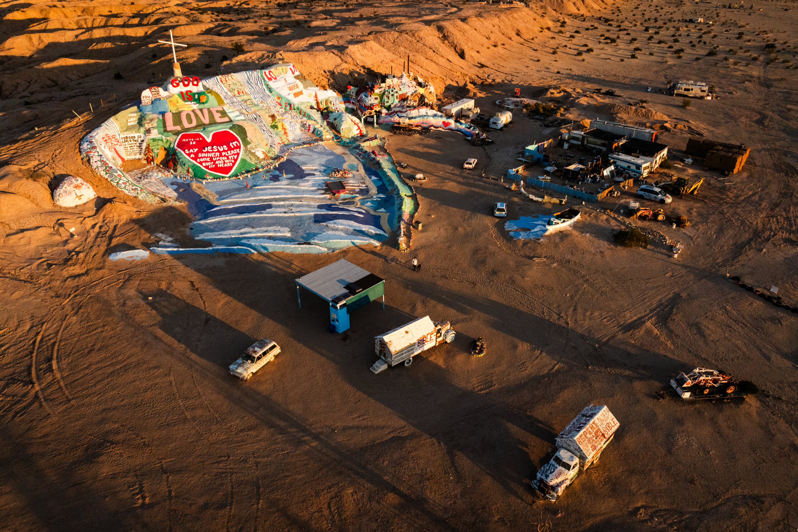 Aerial view of Salvation Mountain
