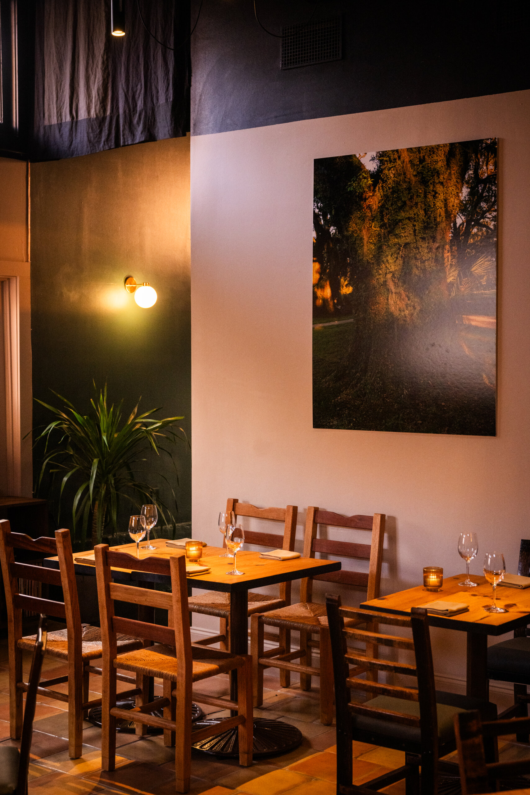 A corner of Wild South's intimate dining room