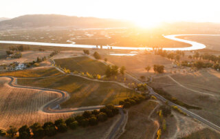 Aerial view of sunset over Keller Estate Winery