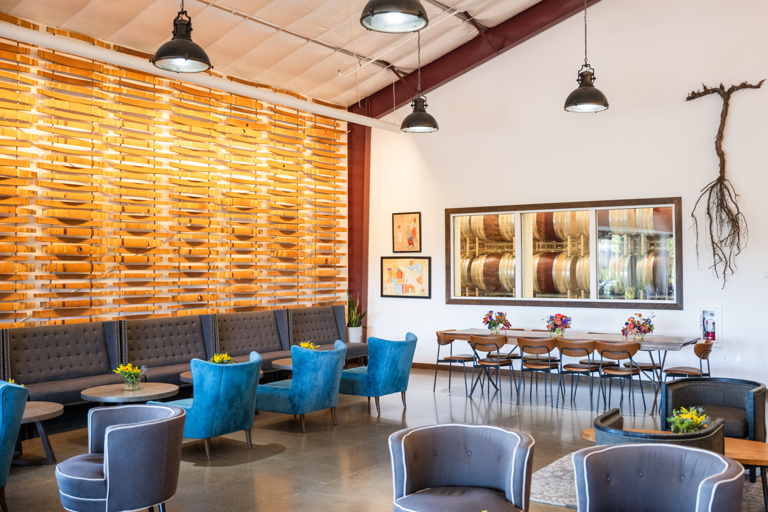 Wide view of the tasting room at Emeritus Vineyards