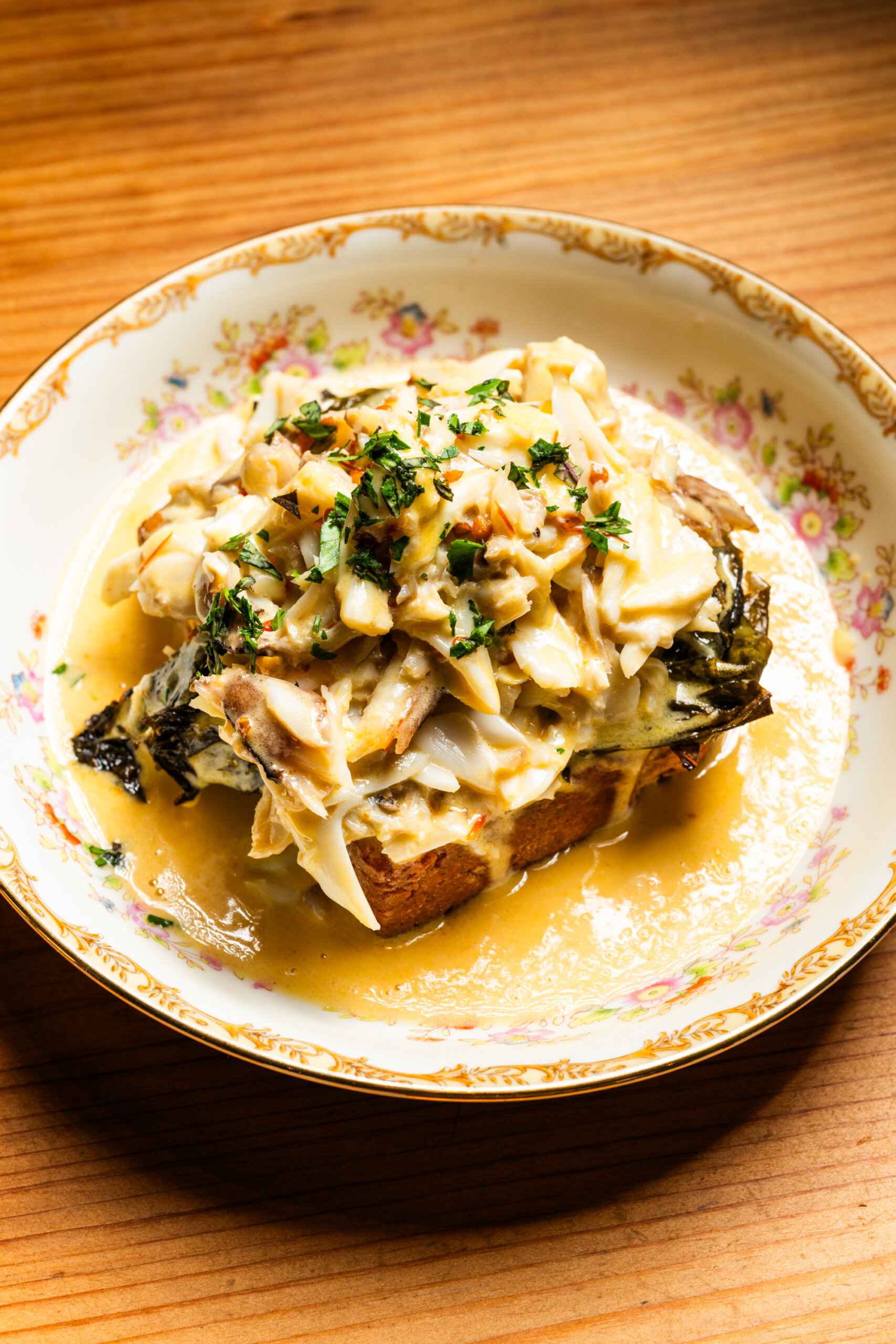 Creamy crabmeat over toast at Wild South in New Orleans